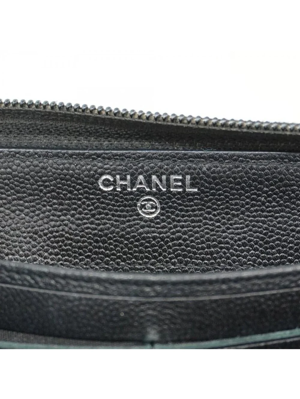Chanel Wallet Leather Black Silver